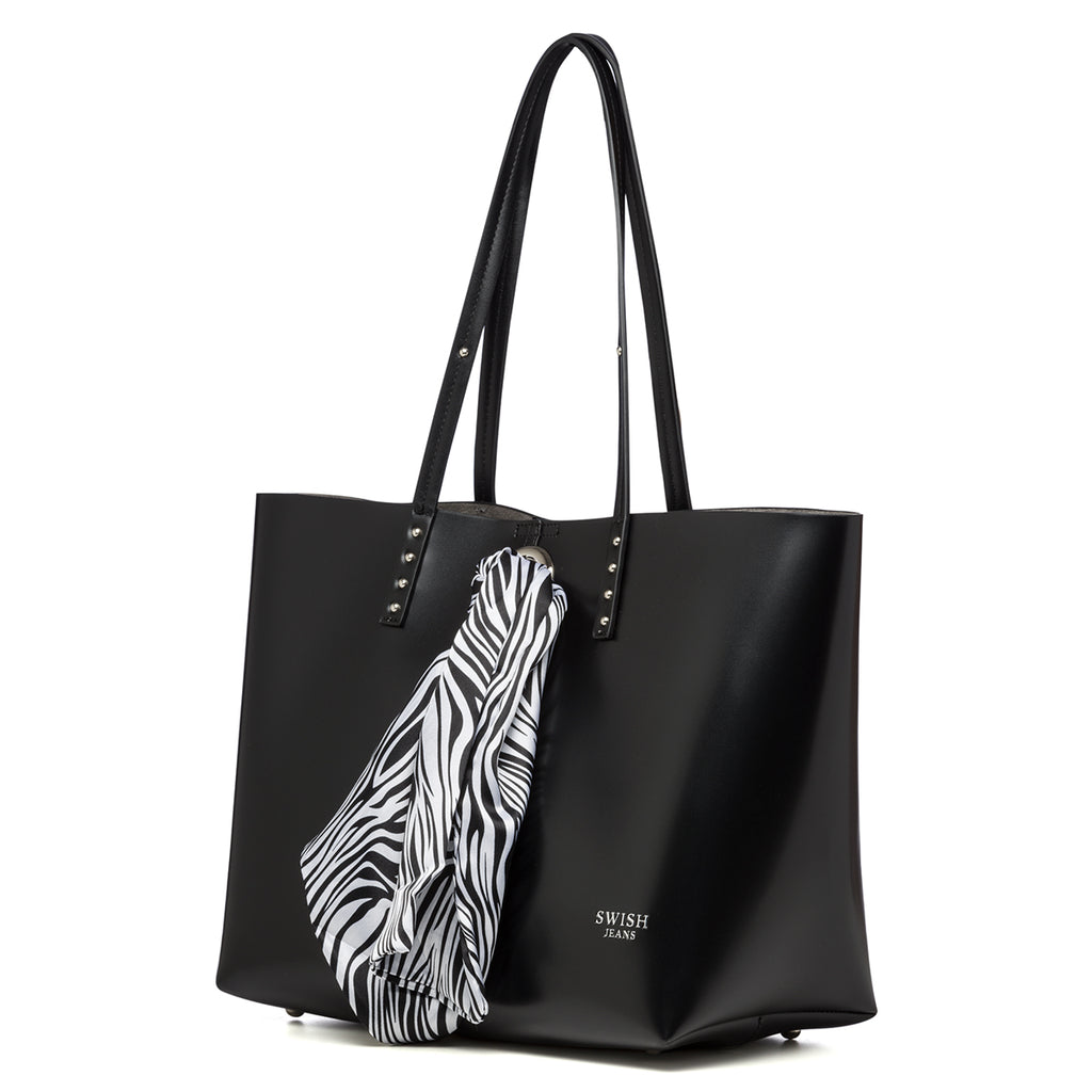 Borsa a spalla nera con foulard Swish Jeans