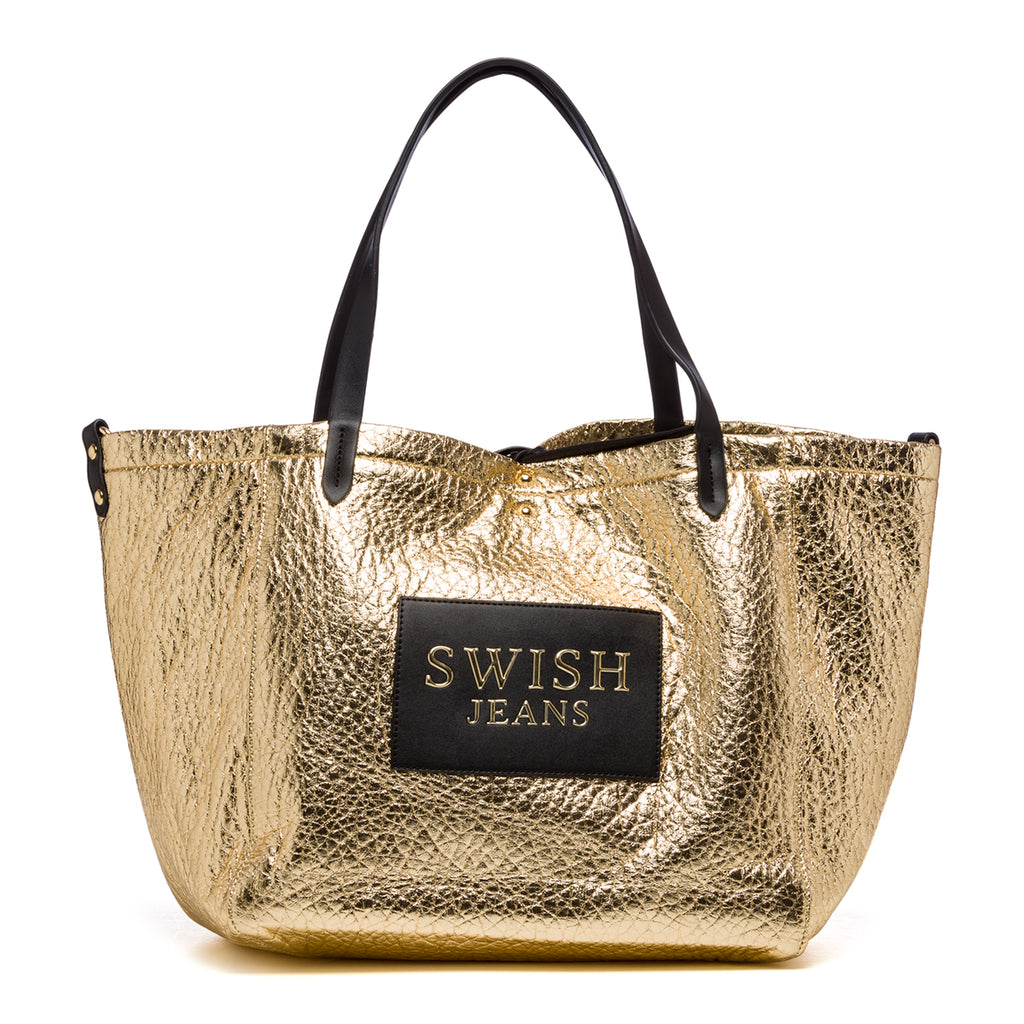 Borsa a spalla oro effetto laminato Swish Jeans