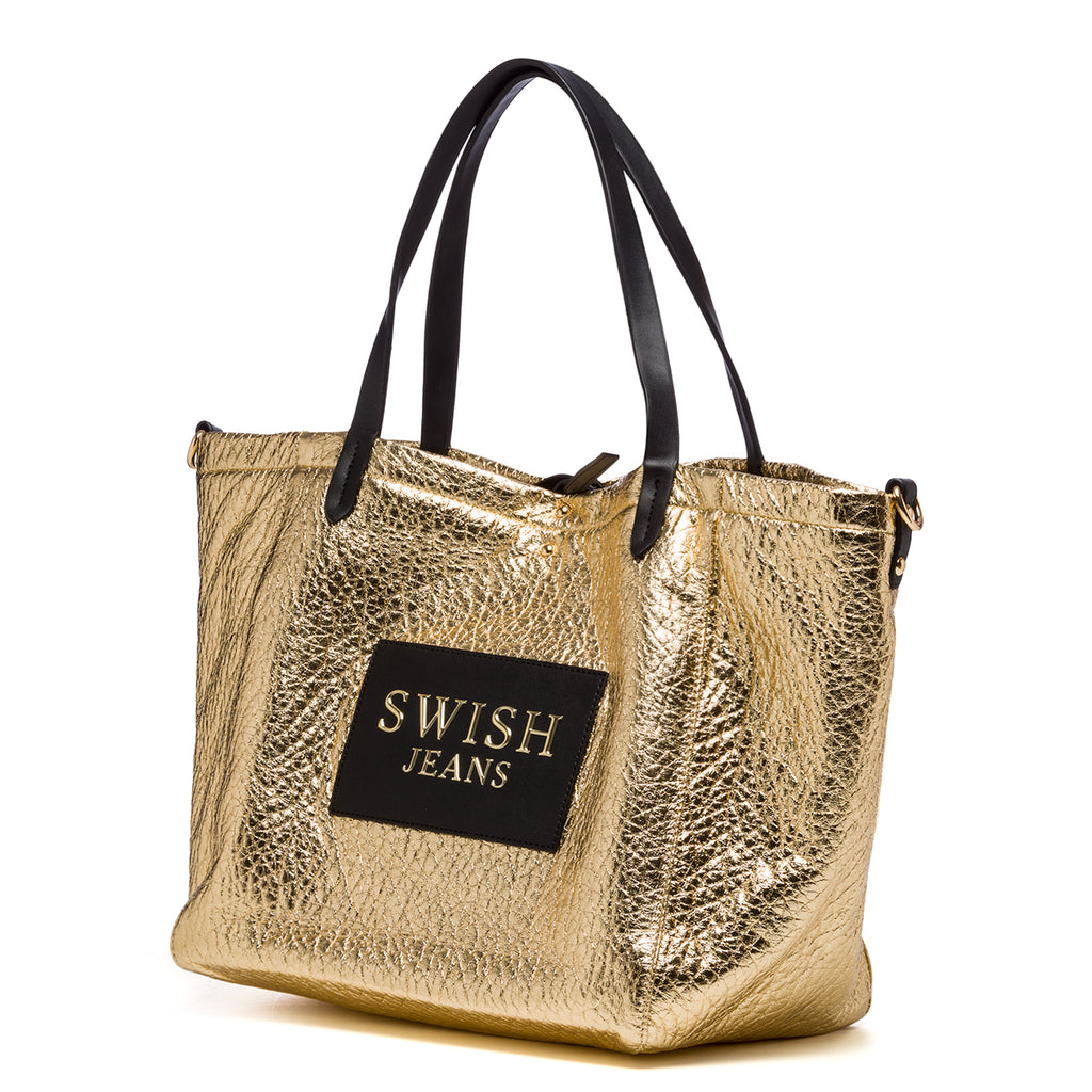 Borsa a spalla oro effetto laminato Swish Jeans