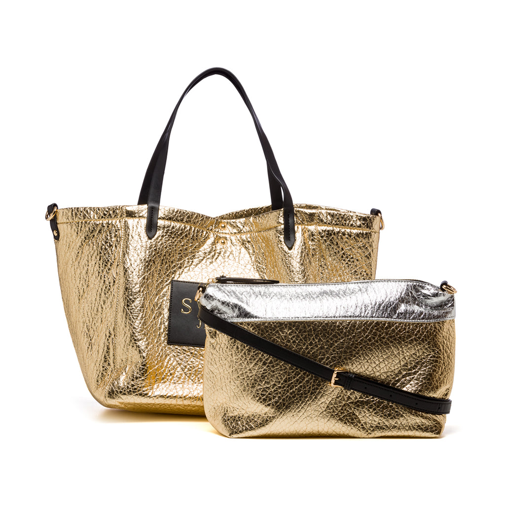 Borsa a spalla oro effetto laminato Swish Jeans