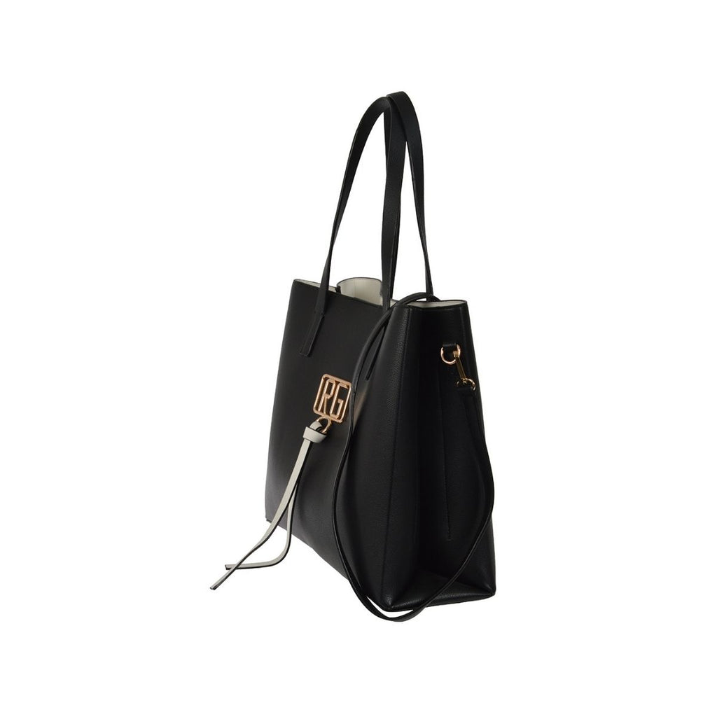 Borsa a spalla nera con logo in metallo Romeo Gigli Amal