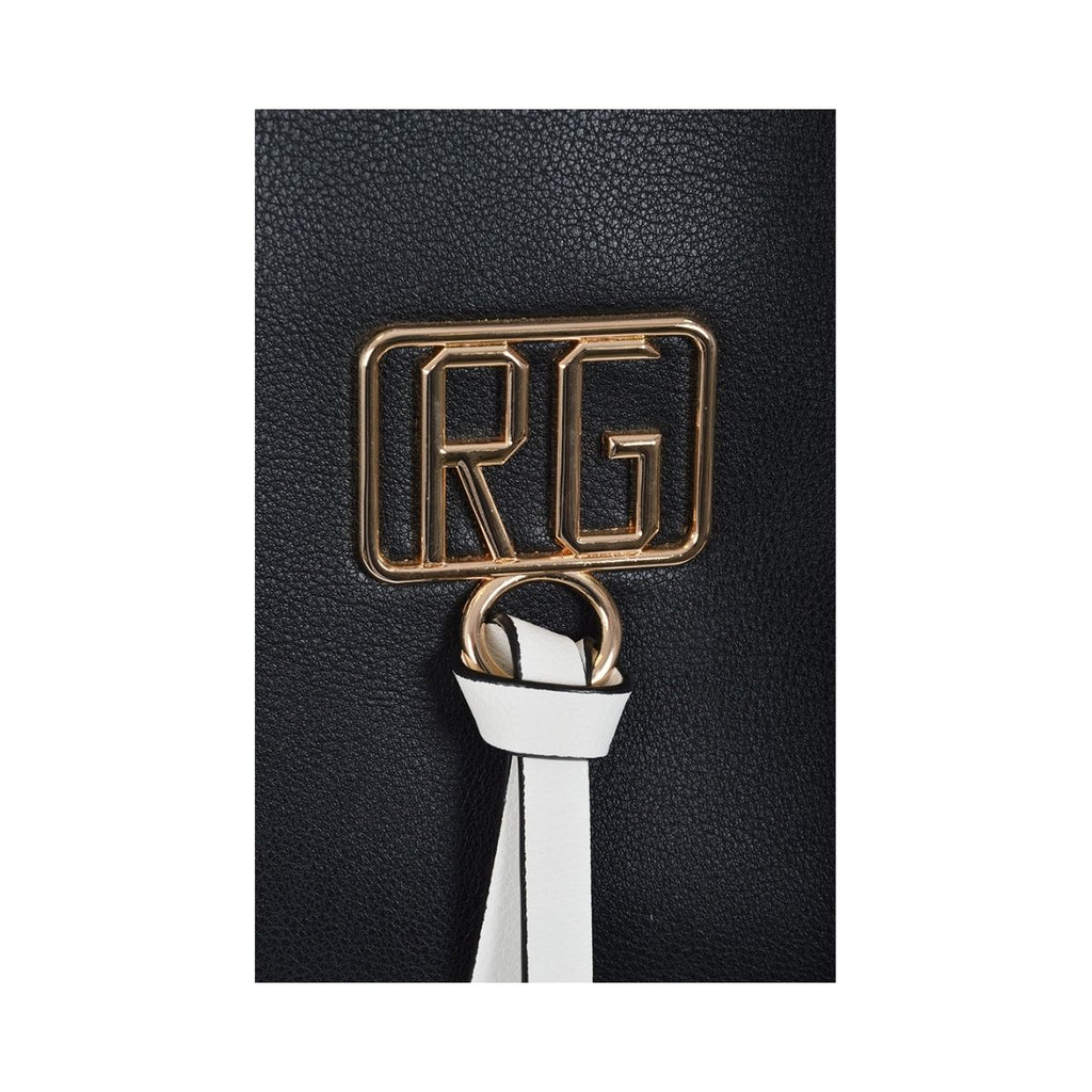 Borsa a spalla nera con logo in metallo Romeo Gigli Amal