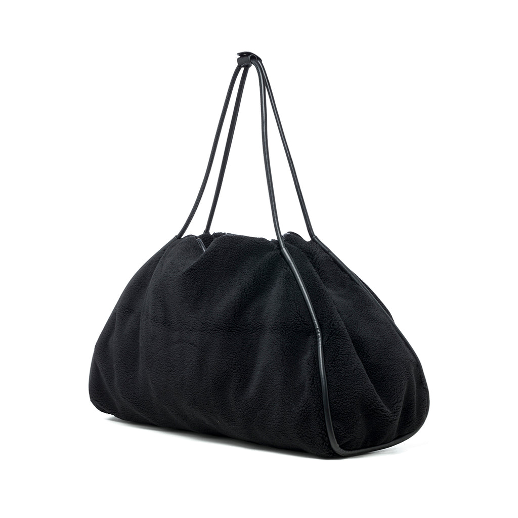 Borsa a spalla nera effetto pelliccia Lora Ferres