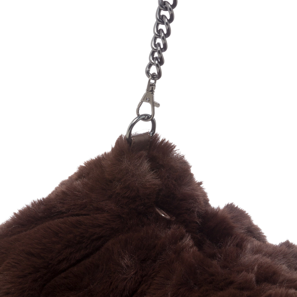Borsa a spalla marrone effetto pelliccia Lora Ferres