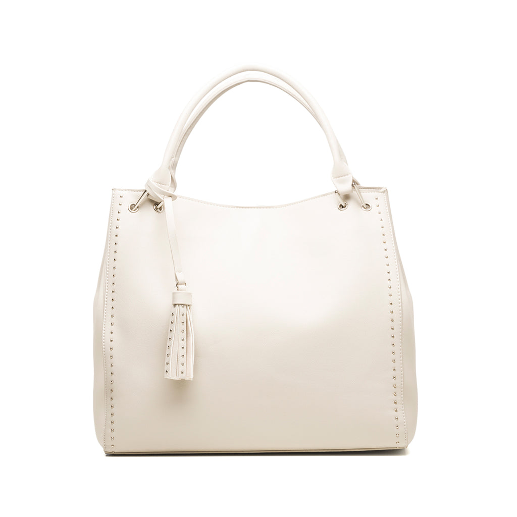 Borsa a spalla grigio chiaro con piccole borchie Carrera Jeans Allie