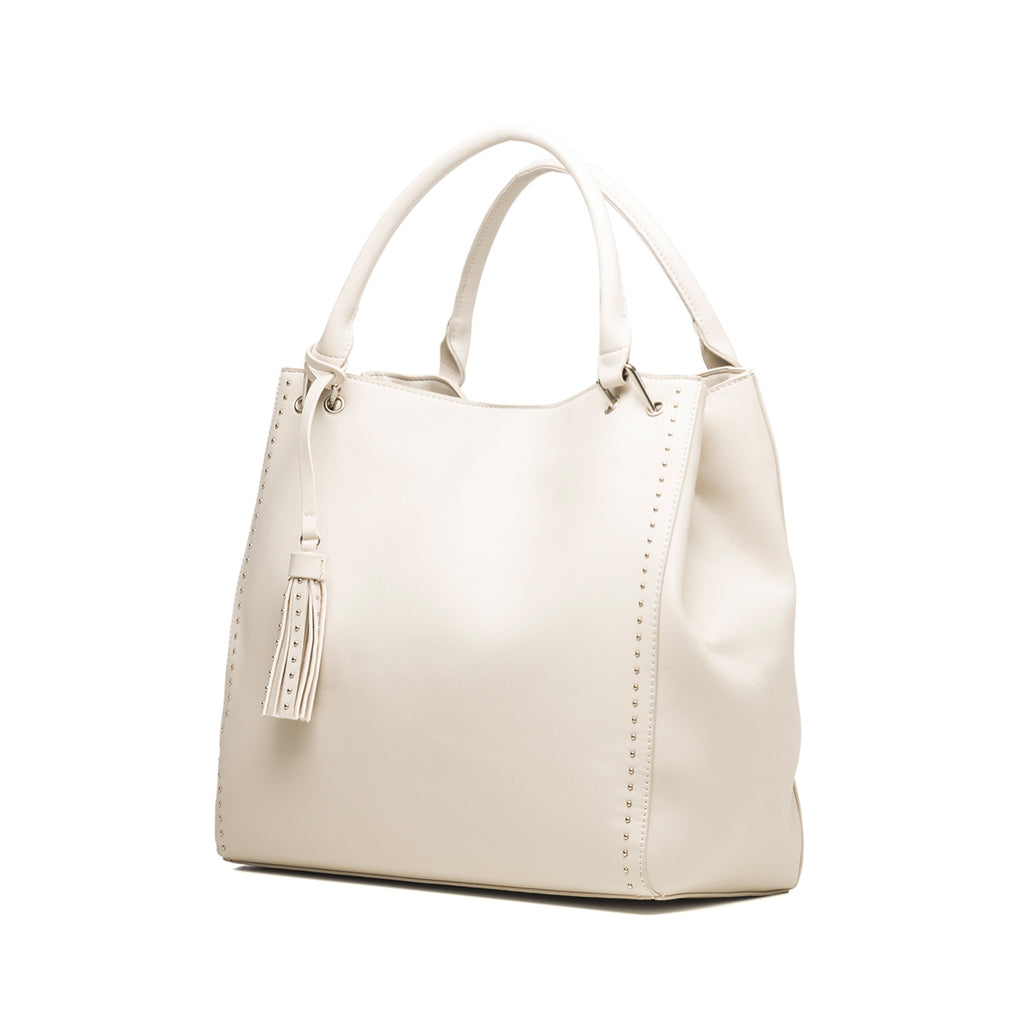 Borsa a spalla grigio chiaro con piccole borchie Carrera Jeans Allie