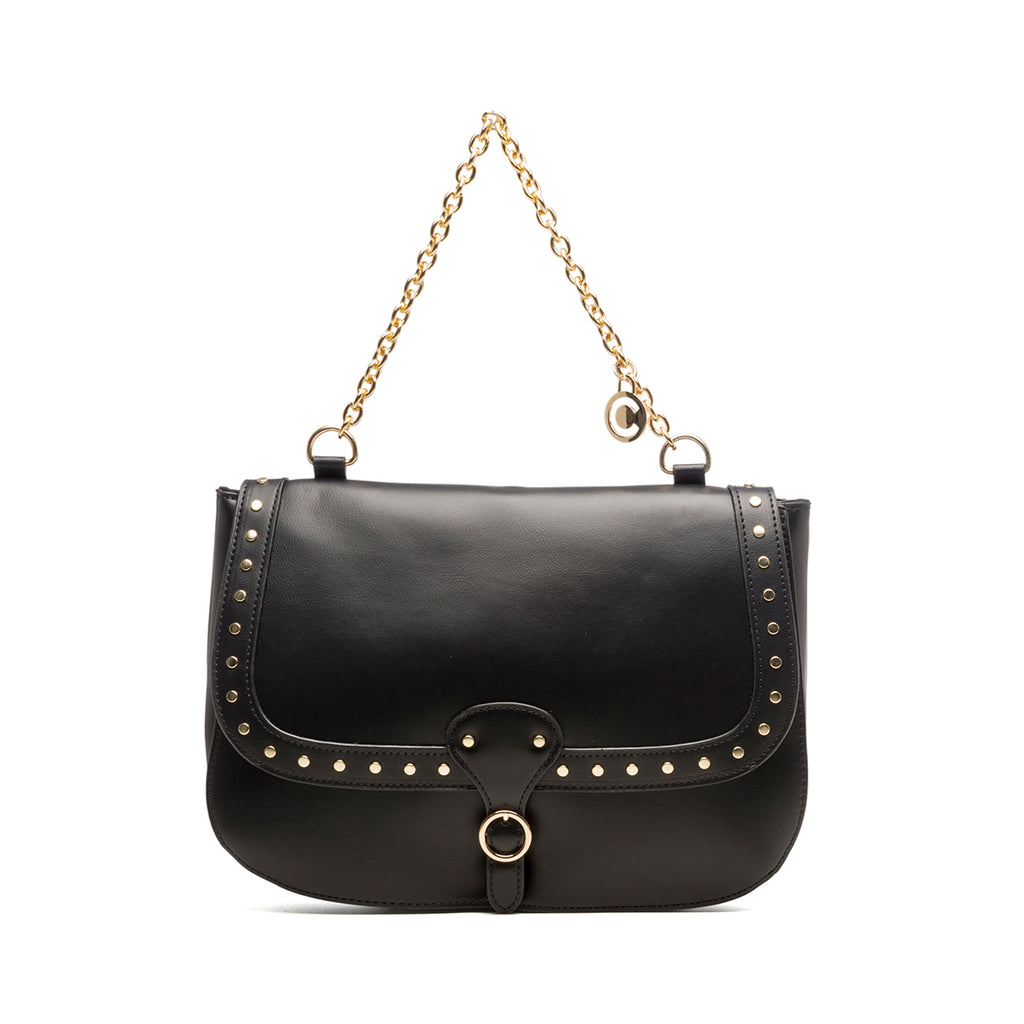 Borsa a spalla nera con piccole borchie Carrera Jeans Sofia