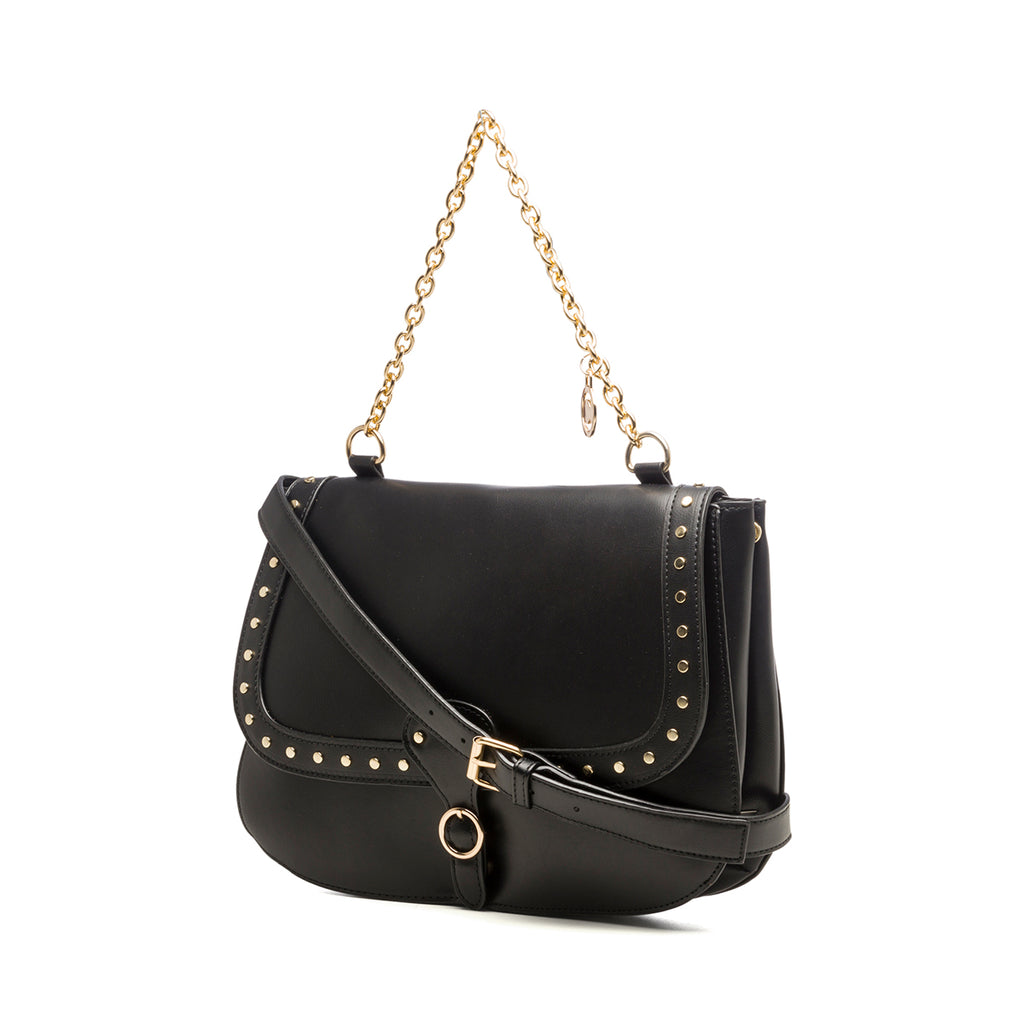 Borsa a spalla nera con piccole borchie Carrera Jeans Sofia