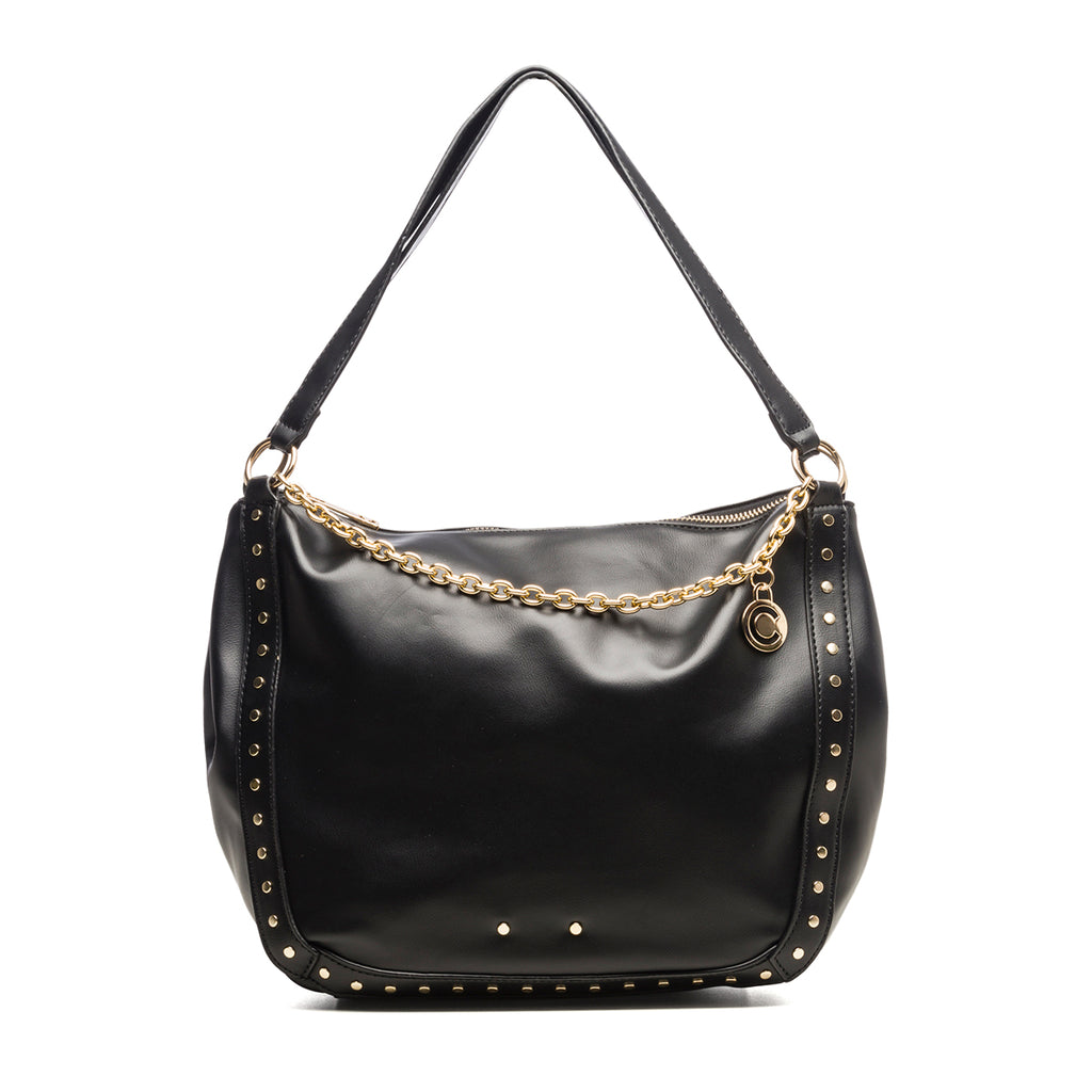 Borsa a spalla nera con manico in metallo Carrera Jeans Sofia