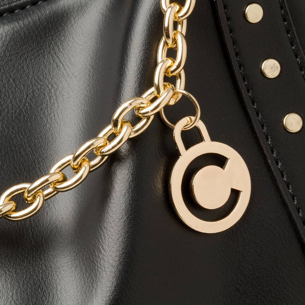 Borsa a spalla nera con manico in metallo Carrera Jeans Sofia