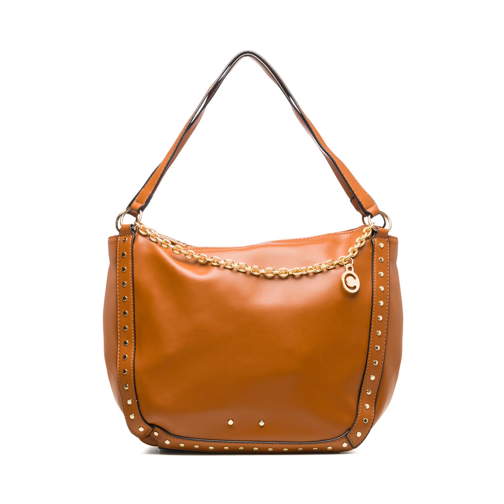 Borsa a spalla color cognac con catenina decorativa Carrera Jeans Sofia