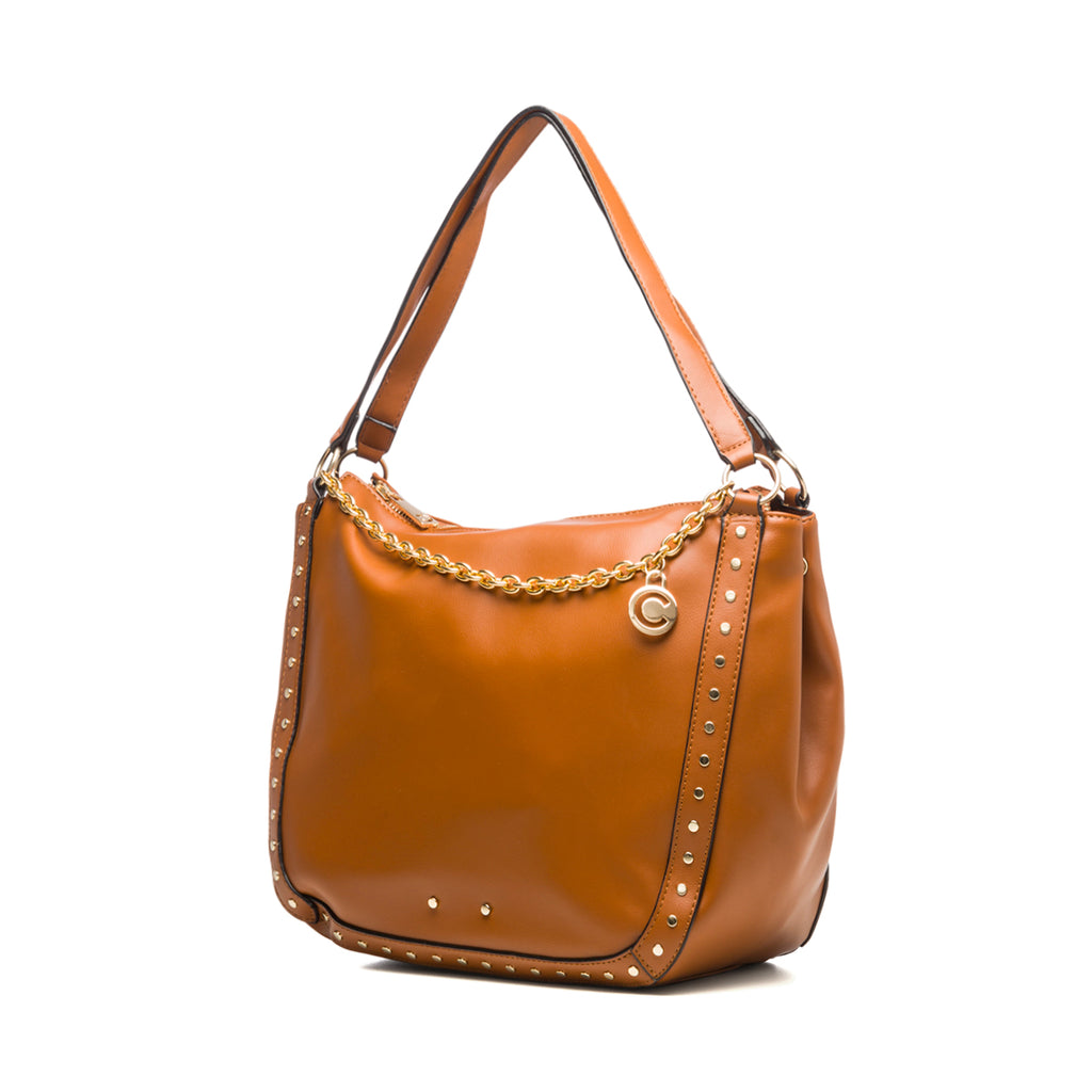 Borsa a spalla color cognac con catenina decorativa Carrera Jeans Sofia