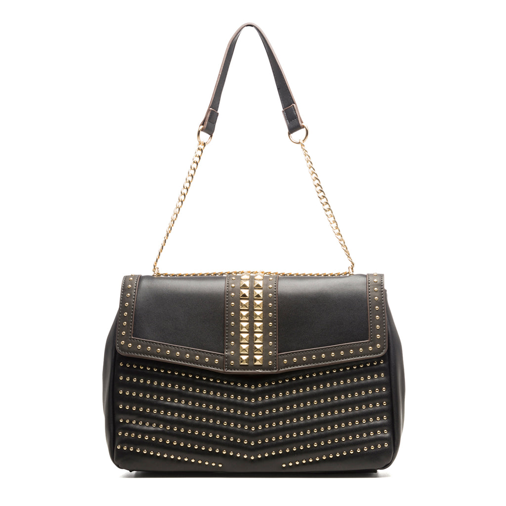 Borsa a spalla nera con borchie a piramide Carrera Jeans Emma