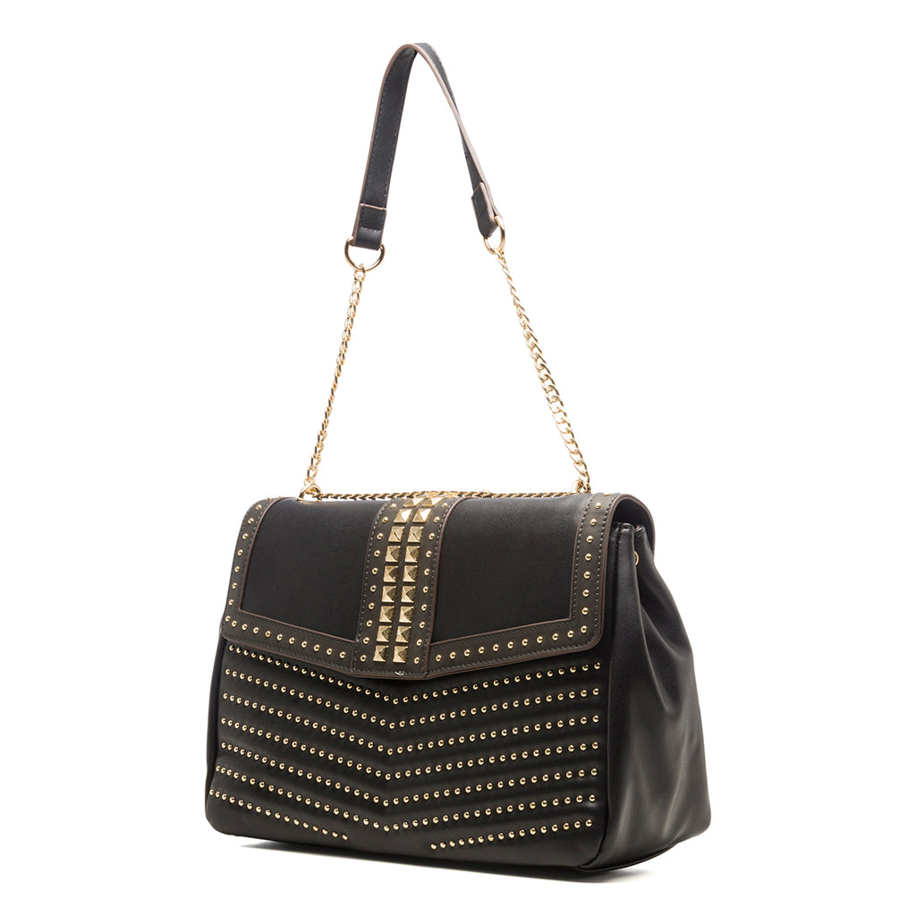 Borsa a spalla nera con borchie a piramide Carrera Jeans Emma