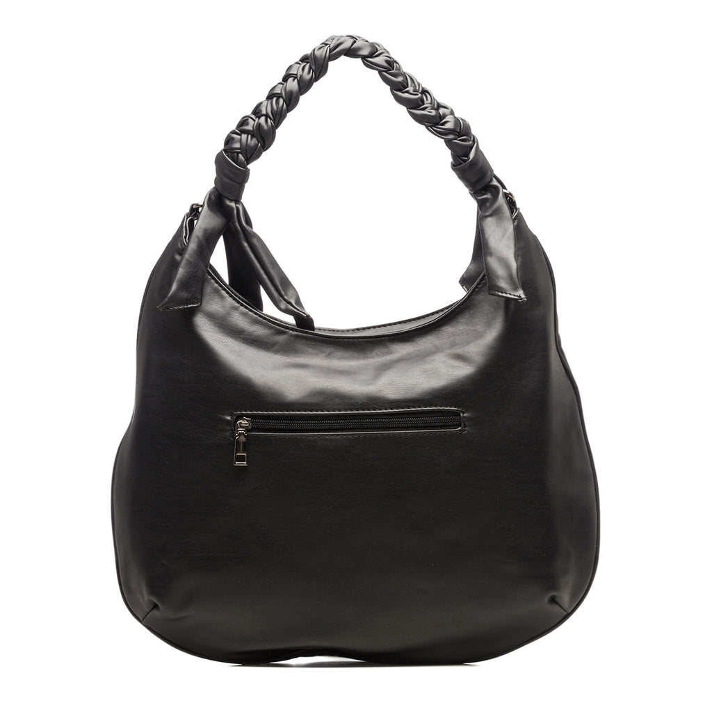 Borsa a spalla nera effetto trapuntato Lora Ferres