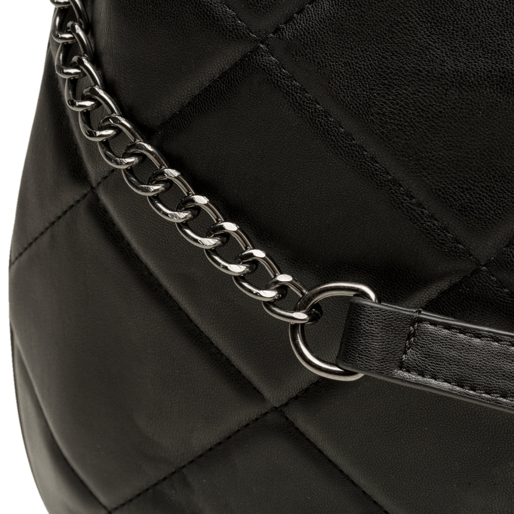 Borsa a spalla nera effetto trapuntato Lora Ferres