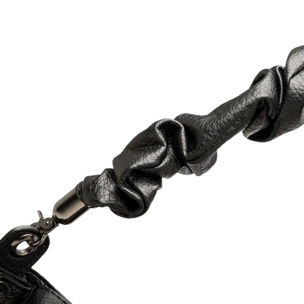 Borsa a spalla nera con manico arricciato Lora Ferres