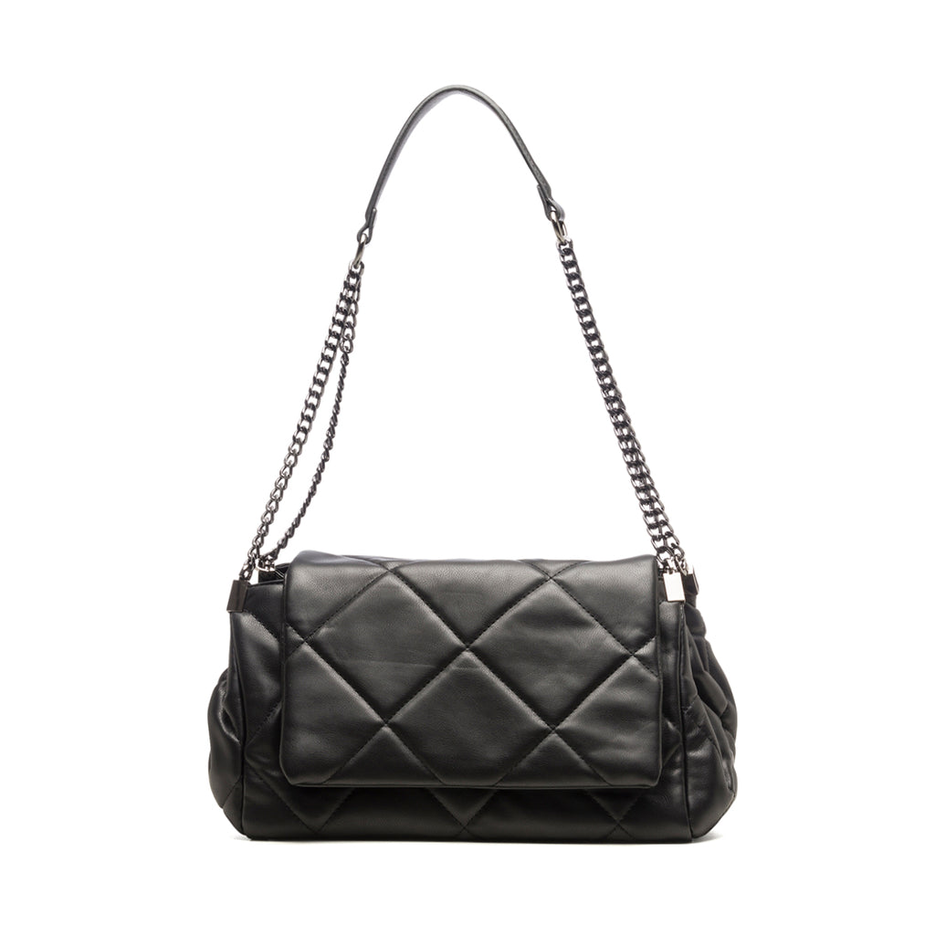 Borsa a spalla nera effetto trapuntato Lora Ferres