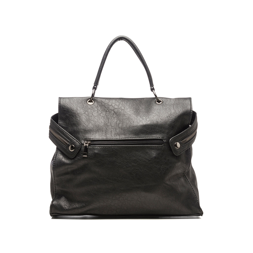 Borsa a spalla nera con borchie a piramide Lora Ferres