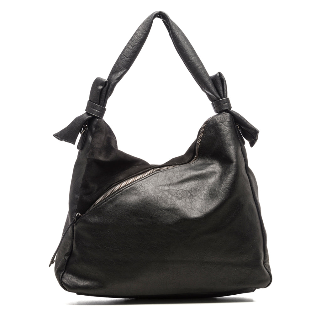 Borsa a spalla nera con dettagli scamosciati Lora Ferres