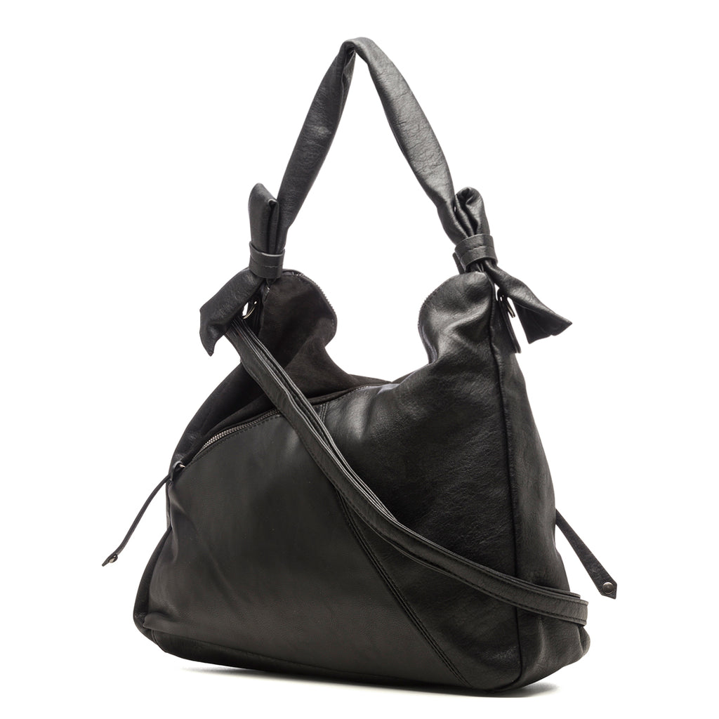 Borsa a spalla nera con dettagli scamosciati Lora Ferres