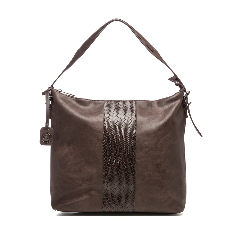 Borsa a spalla marrone con dettaglio intrecciato Lumberjack Nuray