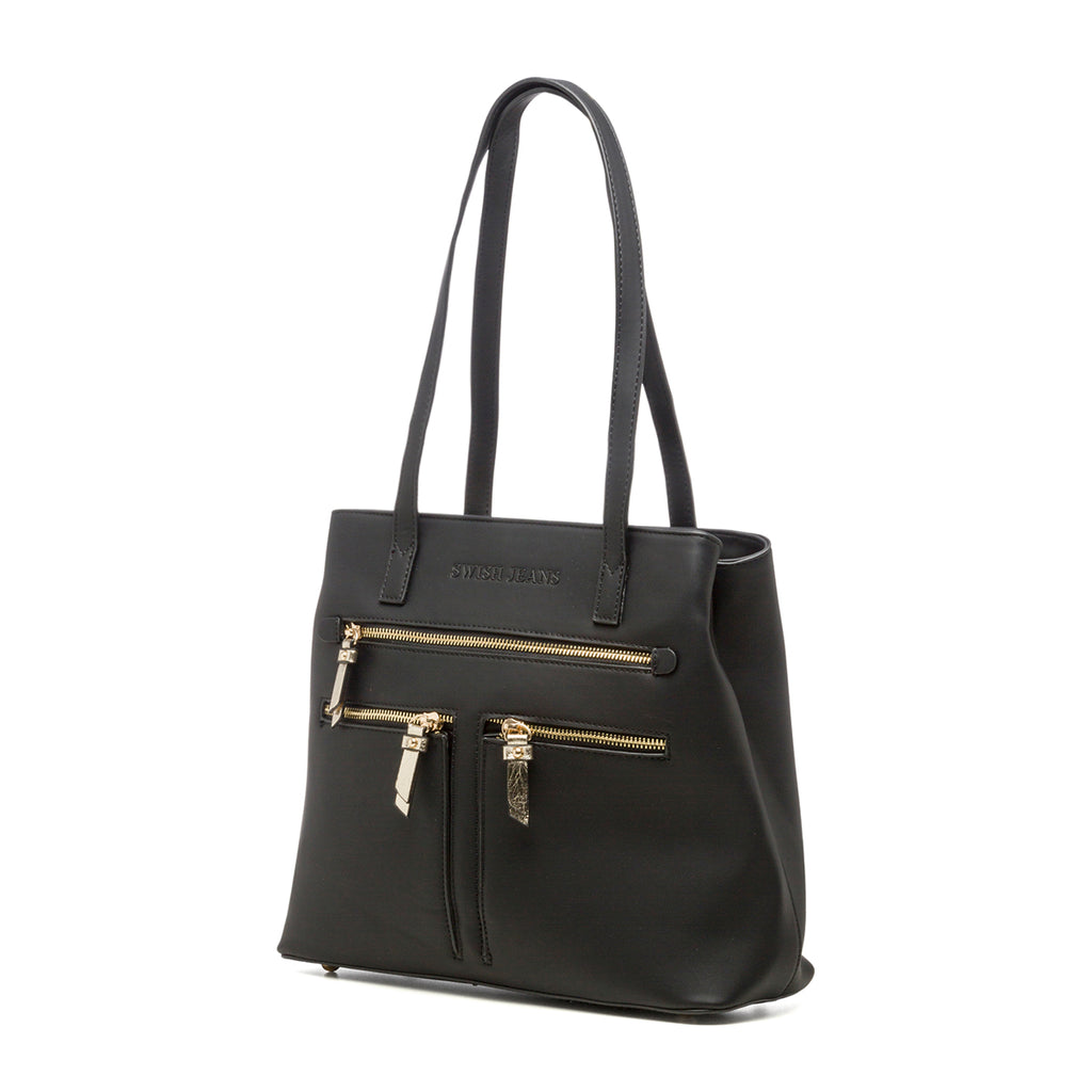 Borsa a spalla nera con tasche esterne Swish Jeans Tonya