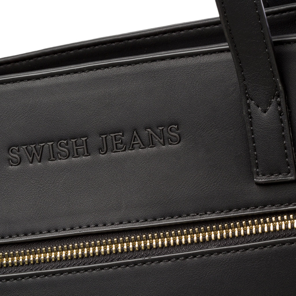 Borsa a spalla nera con tasche esterne Swish Jeans Tonya