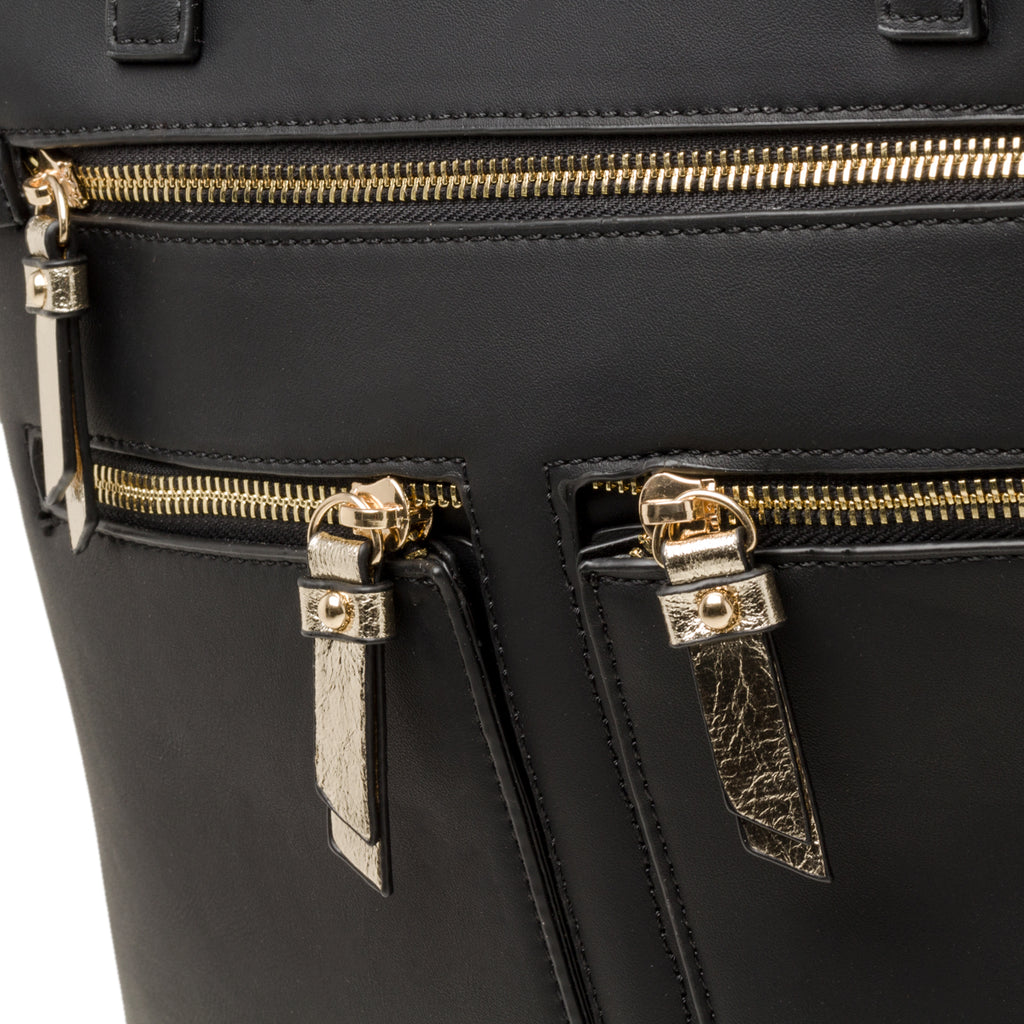 Borsa a spalla nera con tasche esterne Swish Jeans Tonya