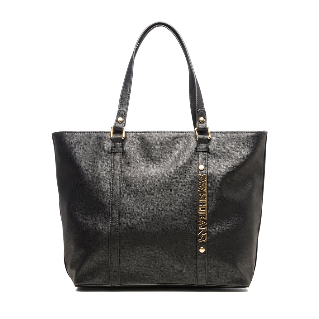 Borsa a spalla nera con logo in metallo Swish Jeans Scorpion