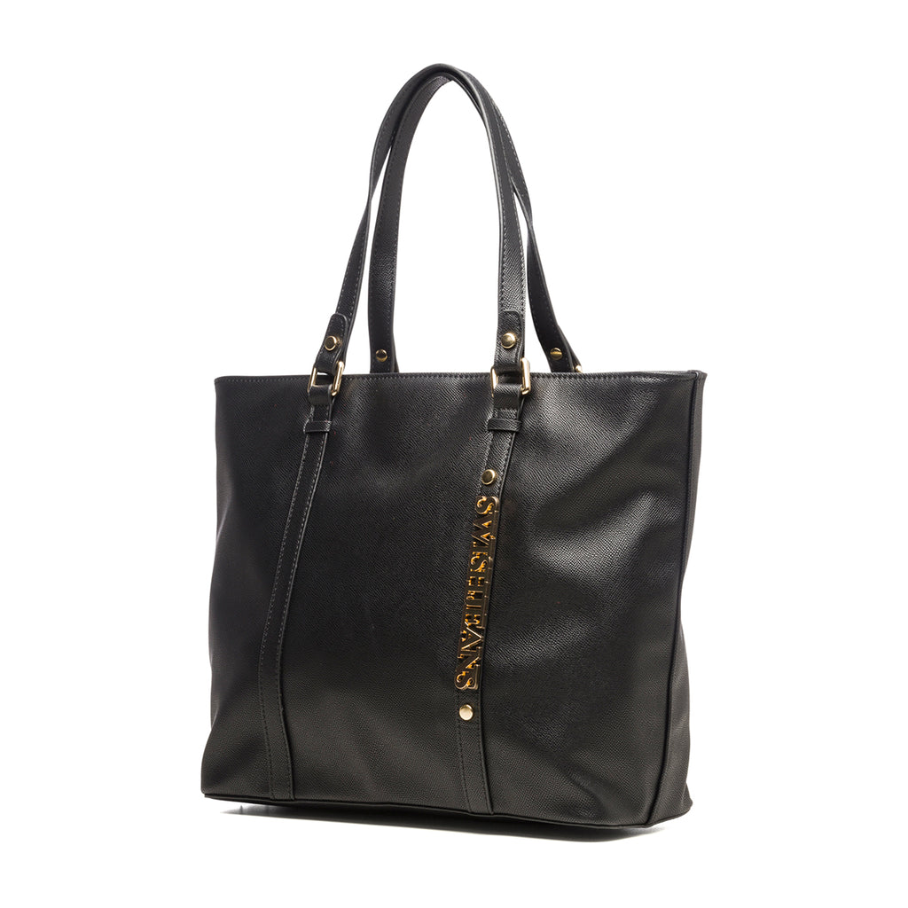 Borsa a spalla nera con logo in metallo Swish Jeans Scorpion