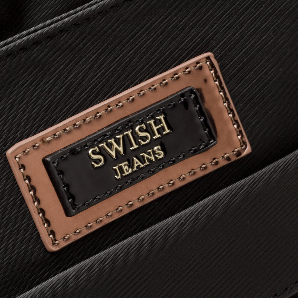 Borsa a spalla nera con patch logo Swish Jeans Molly