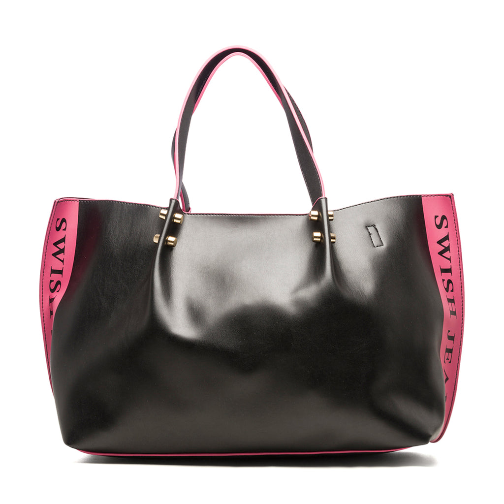 Borsa a spalla nera con dettagli fucsia a contrasto Swish Jeans Tammy