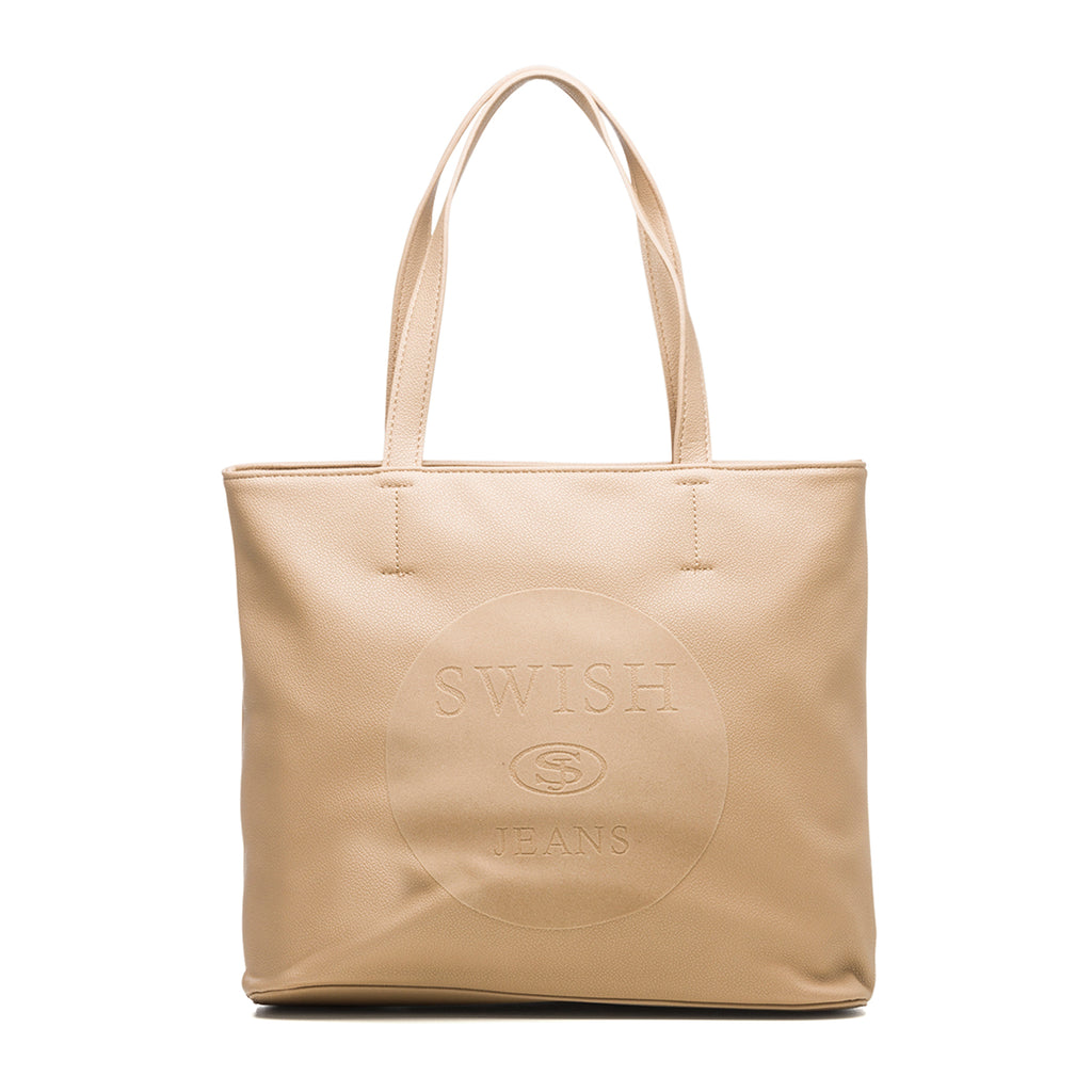 Borsa a spalla beige con dettagli scamosciati Swish Jeans Keat