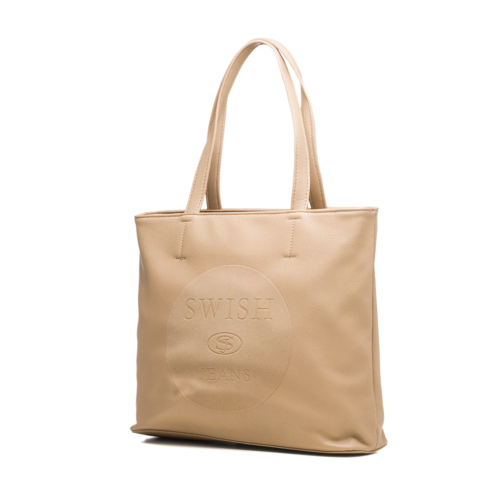 Borsa a spalla beige con dettagli scamosciati Swish Jeans Keat