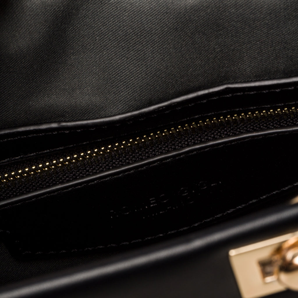 Borsa a spalla verde da donna con logo in metallo Romeo Gigli Blanche