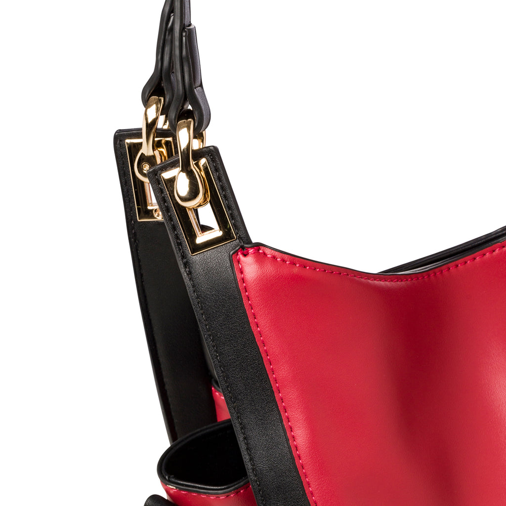 Borsa a spalla rossa da donna con logo in metallo Romeo Gigli Blanche