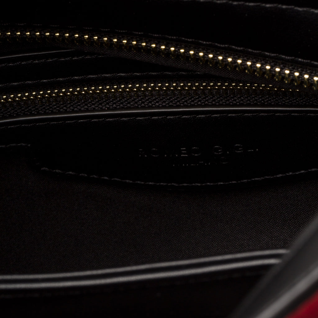 Borsa a spalla rossa da donna con logo in metallo Romeo Gigli Blanche