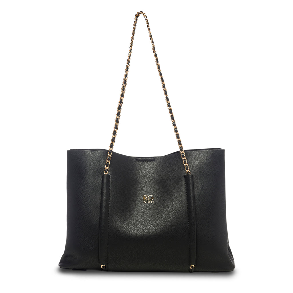 Borsa a spalla nera con manico in metallo Romeo Gigli Amber