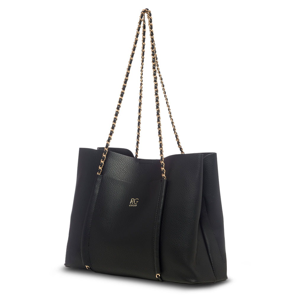 Borsa a spalla nera con manico in metallo Romeo Gigli Amber