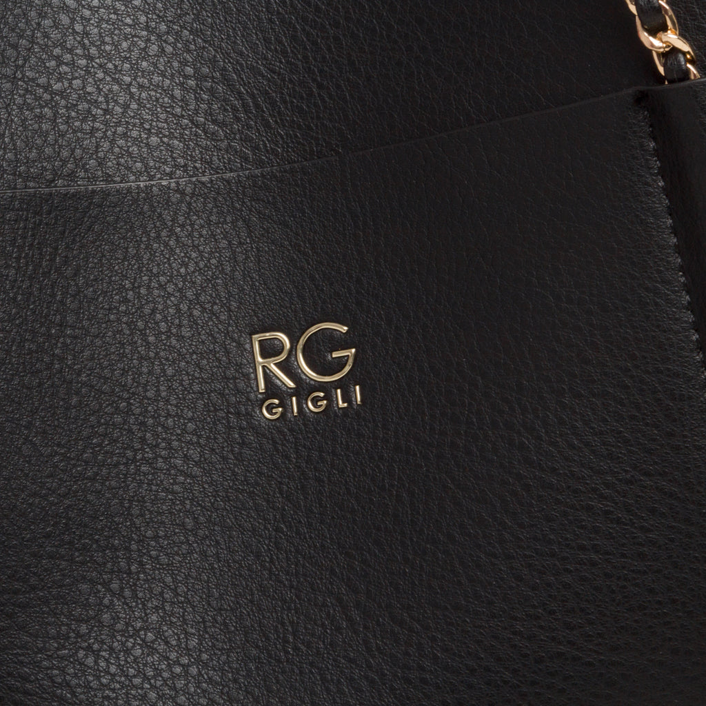 Borsa a spalla nera con manico in metallo Romeo Gigli Amber