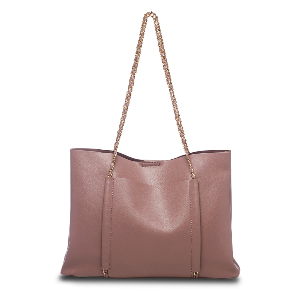 Borsa a spalla rosa con manico in metallo Romeo Gigli Amber