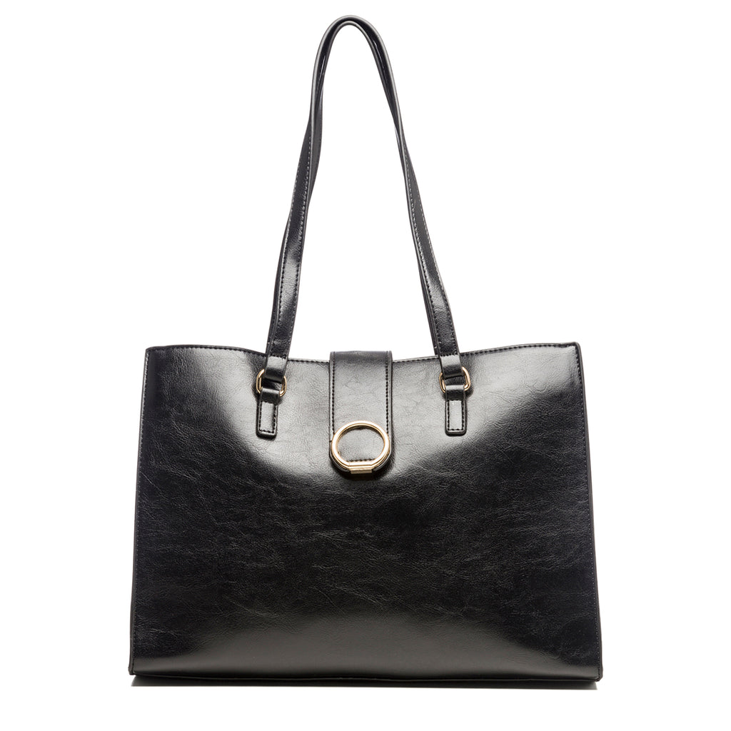 Borsa a spalla nera in similpelle Lora Ferres