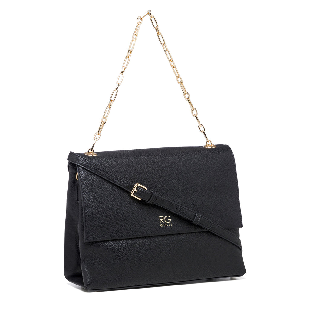 Borsa a spalla nera con manico a catena Romeo Gigli Abigail