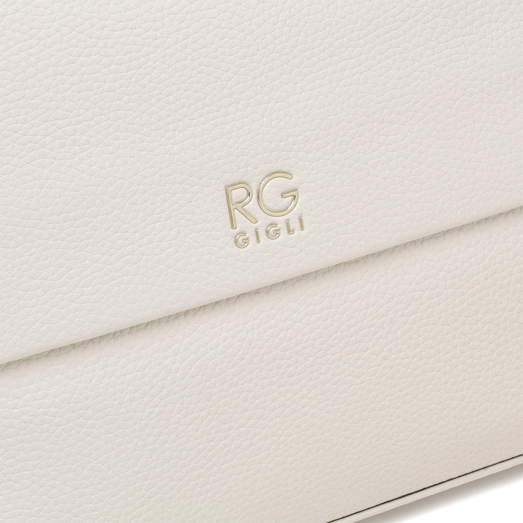 Borsa a spalla beige con manico a catena Romeo Gigli Abigail