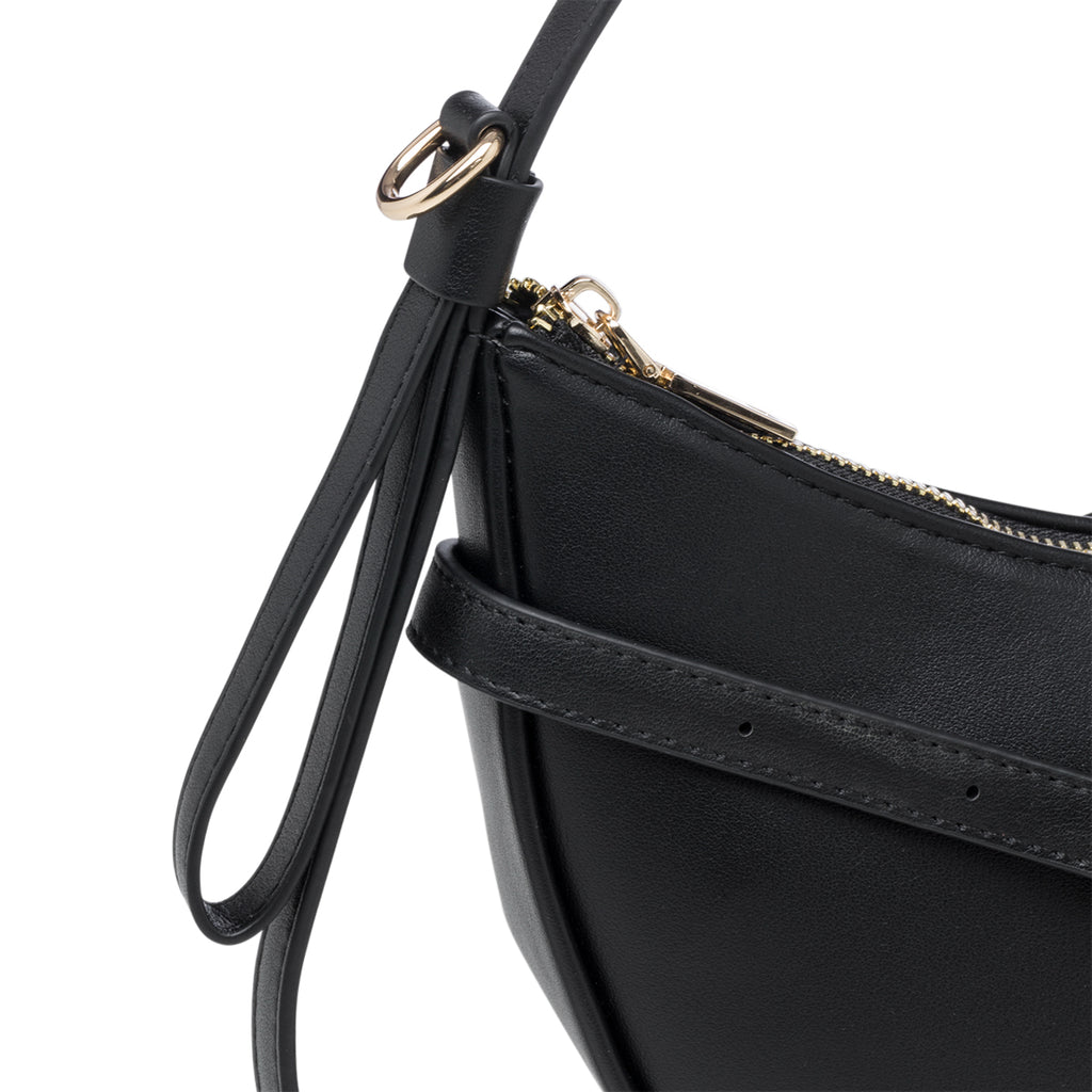 Borsa a spalla nera con logo in metallo Romeo Gigli Charlotte