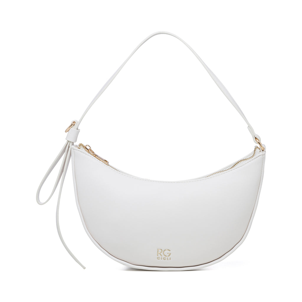 Borsa a spalla off-white con logo in metallo Romeo Gigli Charlotte
