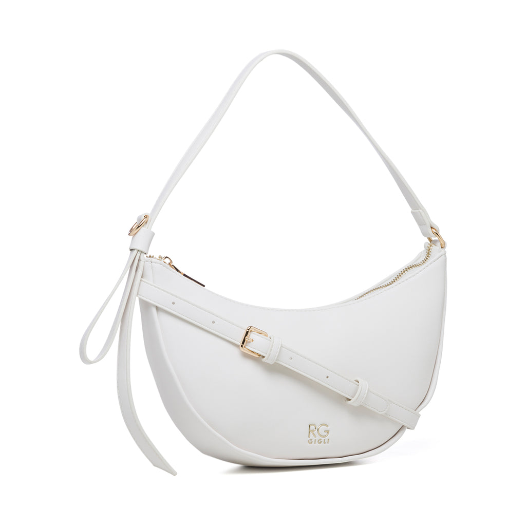 Borsa a spalla off-white con logo in metallo Romeo Gigli Charlotte