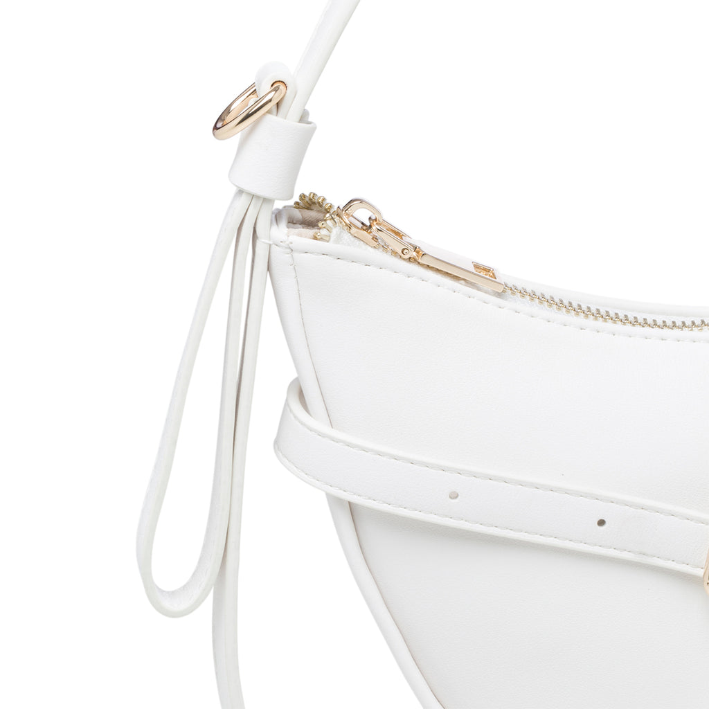 Borsa a spalla off-white con logo in metallo Romeo Gigli Charlotte