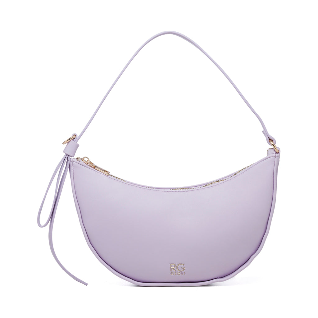 Borsa a spalla lilla con logo in metallo Romeo Gigli Charlotte